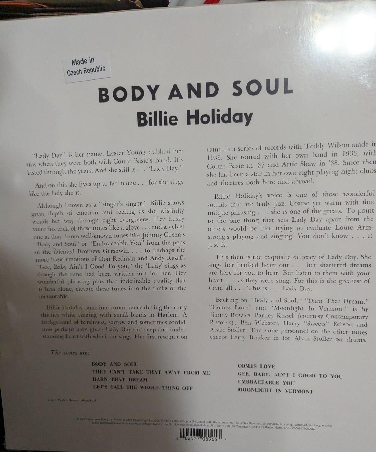 HOLIDAY, BILLIE / BODY AND SOUL – LP